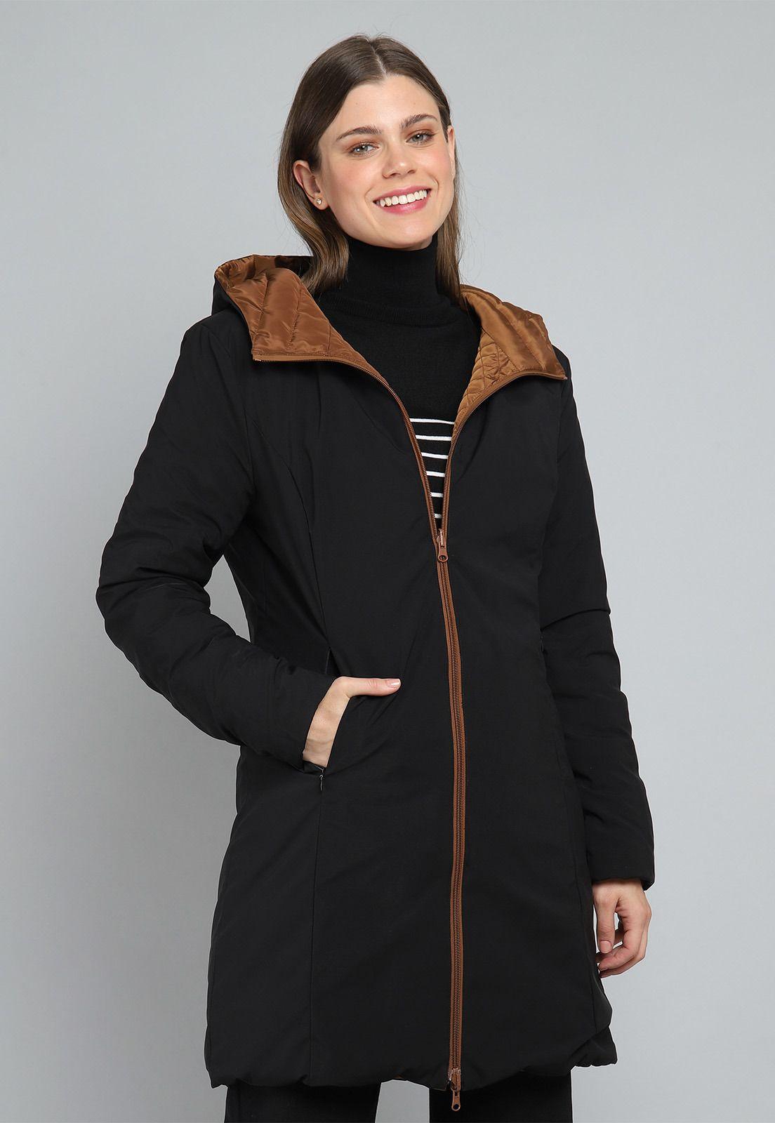 Parka Larga Reversible Acolchada con Capucha Mujer Esprit G008954-5