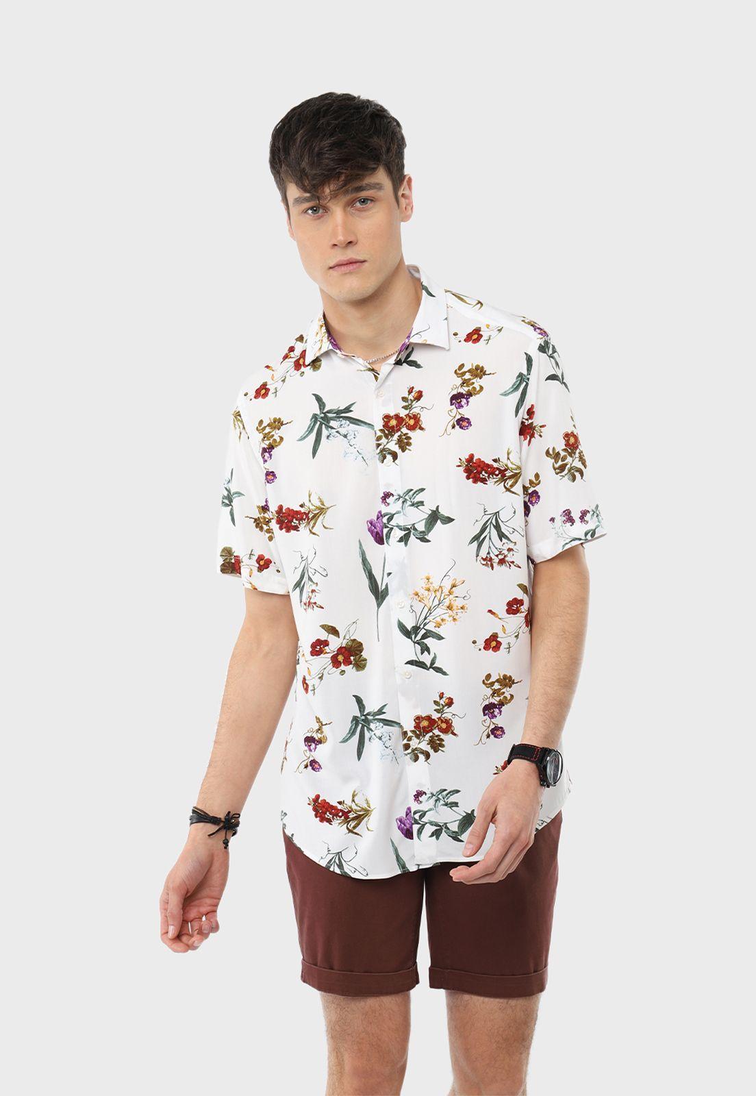 Camisa Manga Corta Print Flores Guy Laroche-0