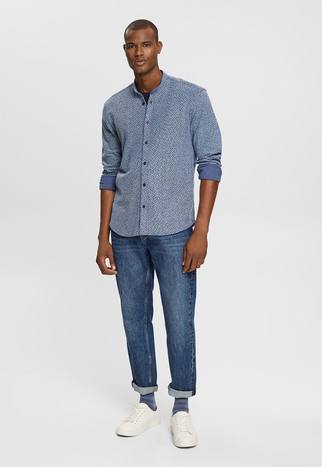 Camisa Manga Larga Estampada Con Cuello Mao Esprit-3
