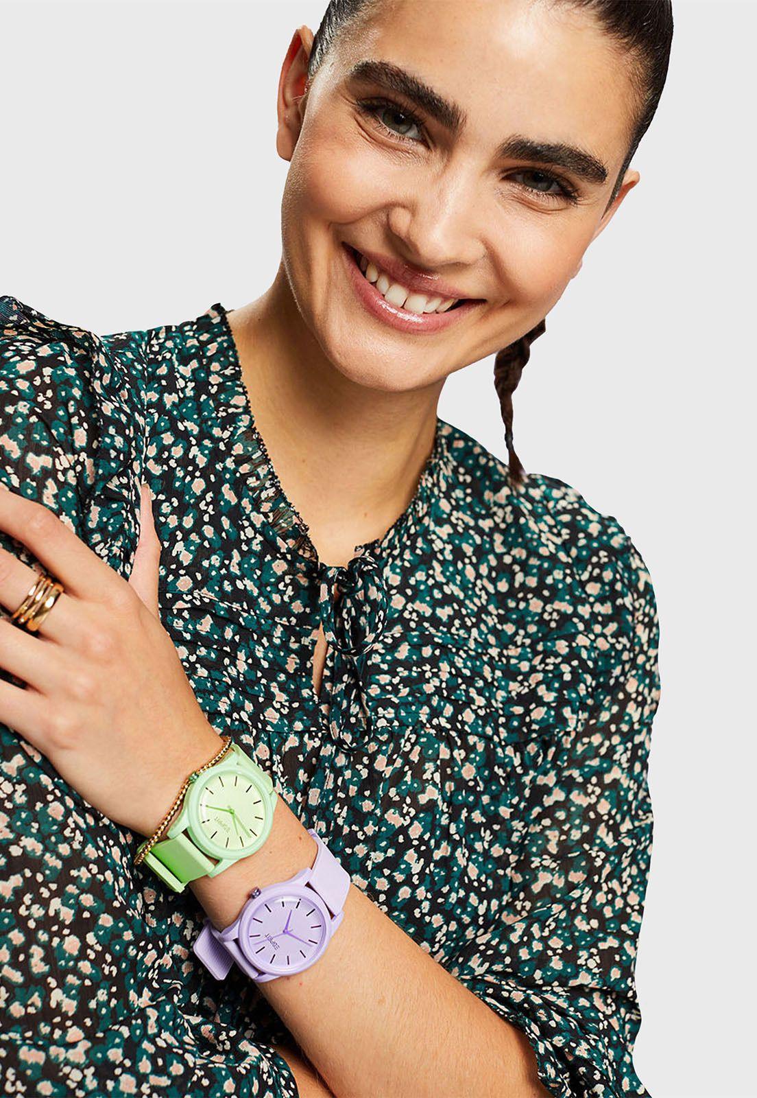 Vestido Corto De Gasa Con Estampado Mujer Esprit-2