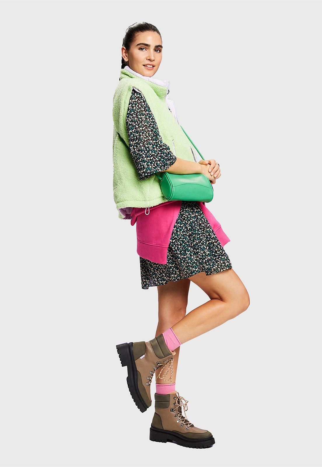 Vestido Corto De Gasa Con Estampado Mujer Esprit-3