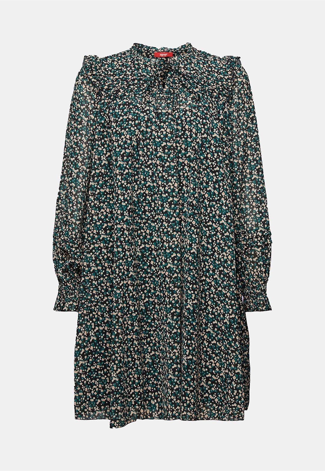 Vestido Corto De Gasa Con Estampado Mujer Esprit-4