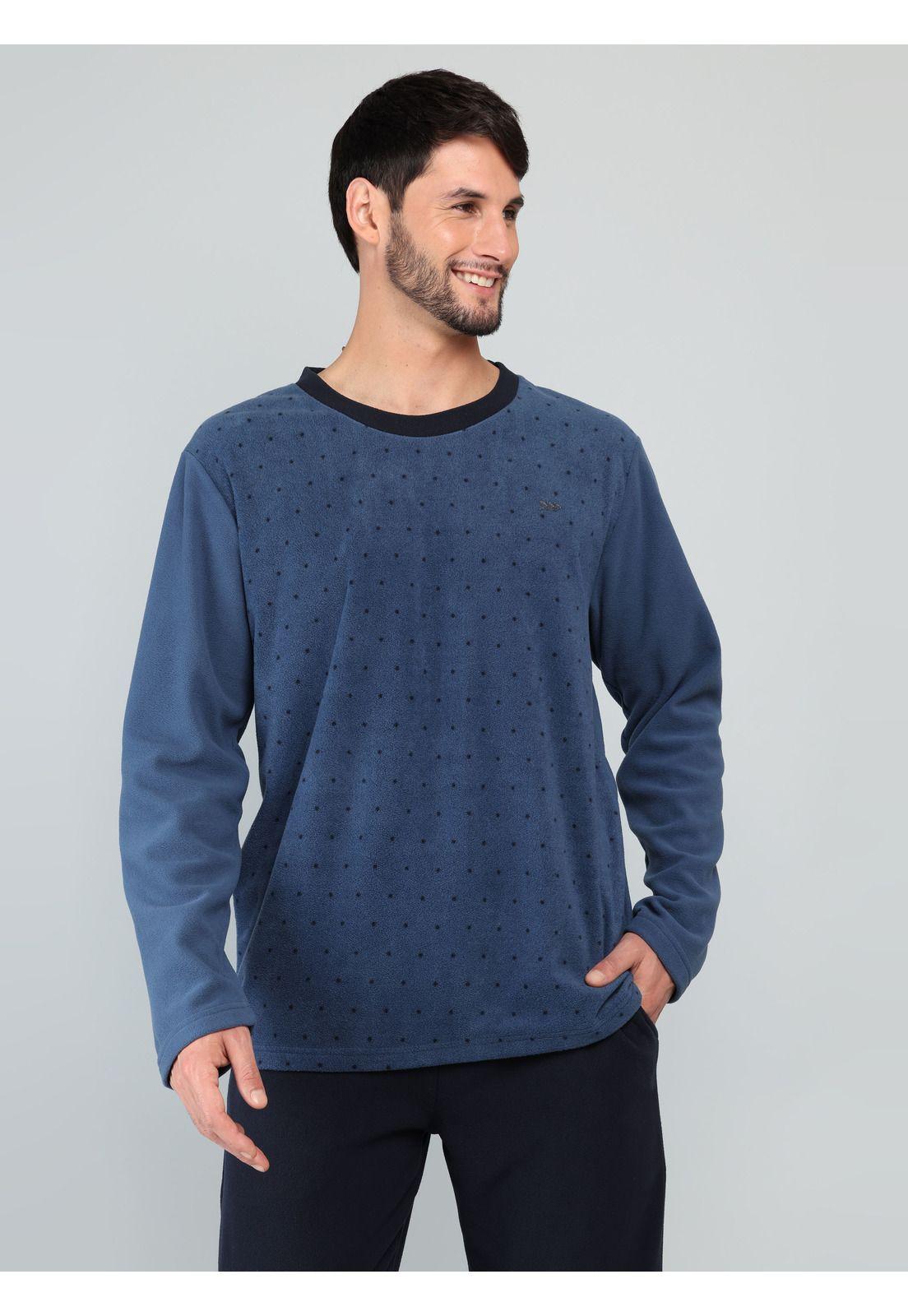 Pijama Largo Polar Regular Fit Azul Arrow P1I3306AZ-2
