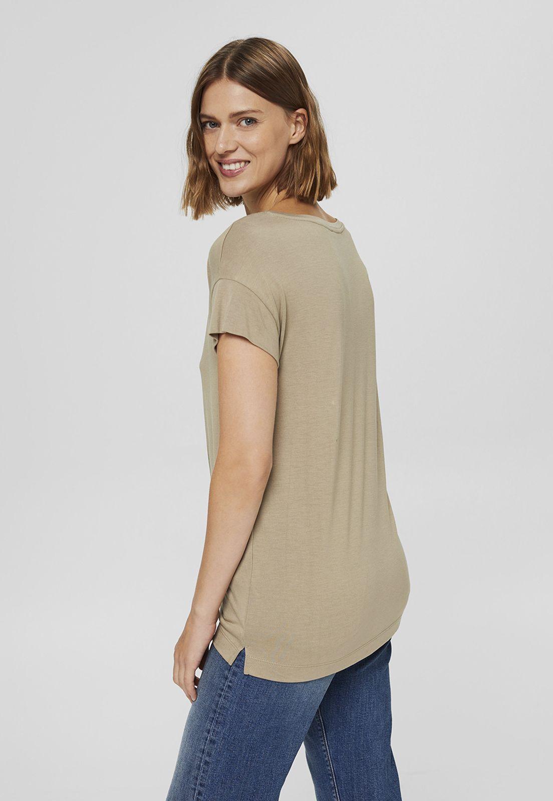 Polera Mujer Manga Corta Con Estampado Esprit Khaki-1