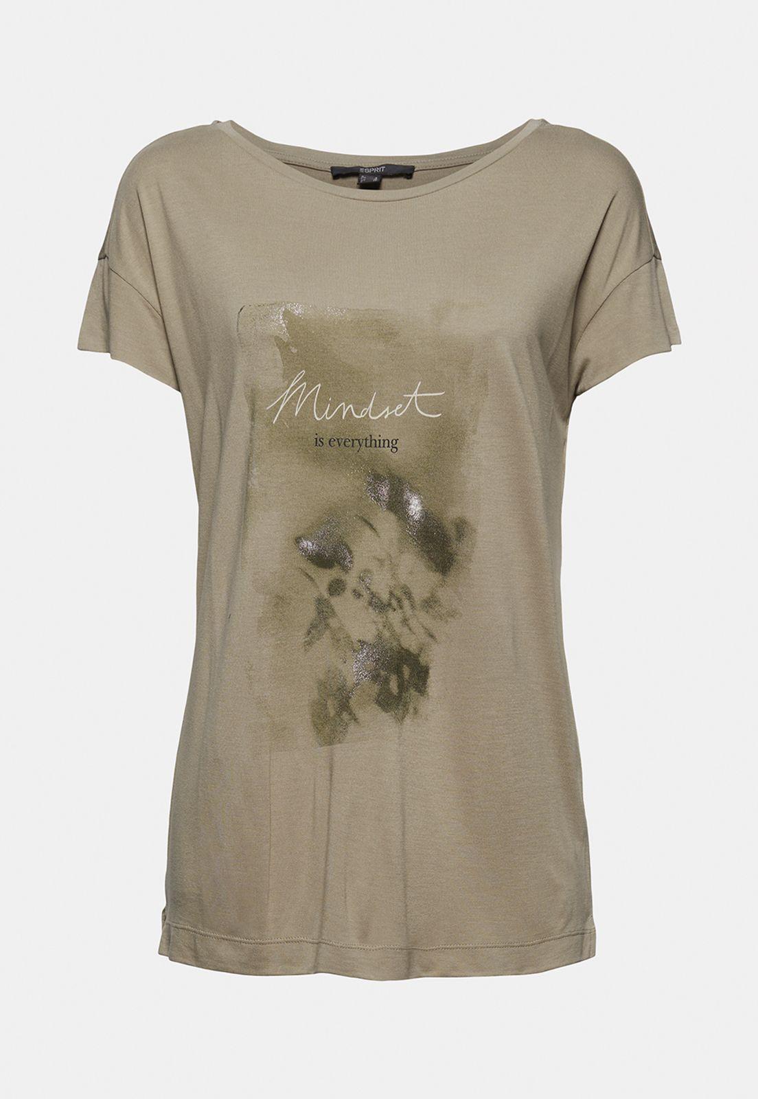 Polera Mujer Manga Corta Con Estampado Esprit Khaki-3