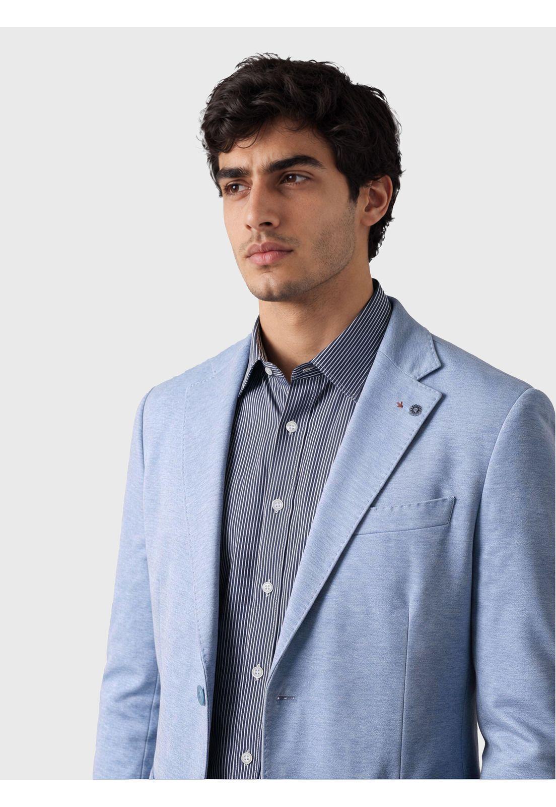 Blazer Poli Viscosa Spandex Tailored Fit Celeste Arrow BZI3425CE-2