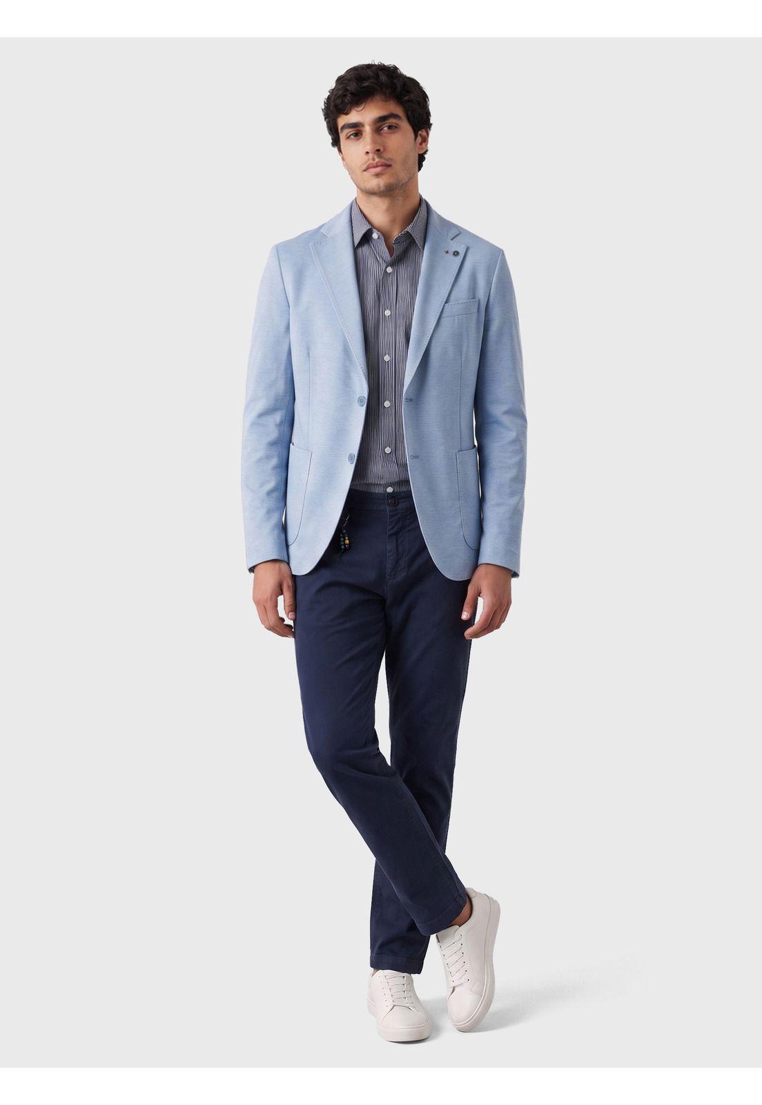 Blazer Poli Viscosa Spandex Tailored Fit Celeste Arrow BZI3425CE-3