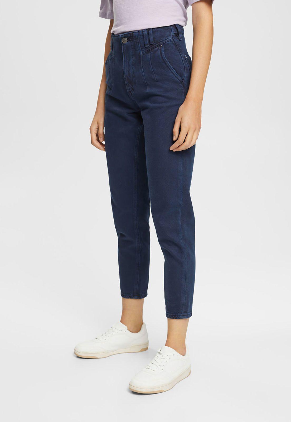 Pantalón cintura alta con bolsillos Mujer Esprit Azul marino-0
