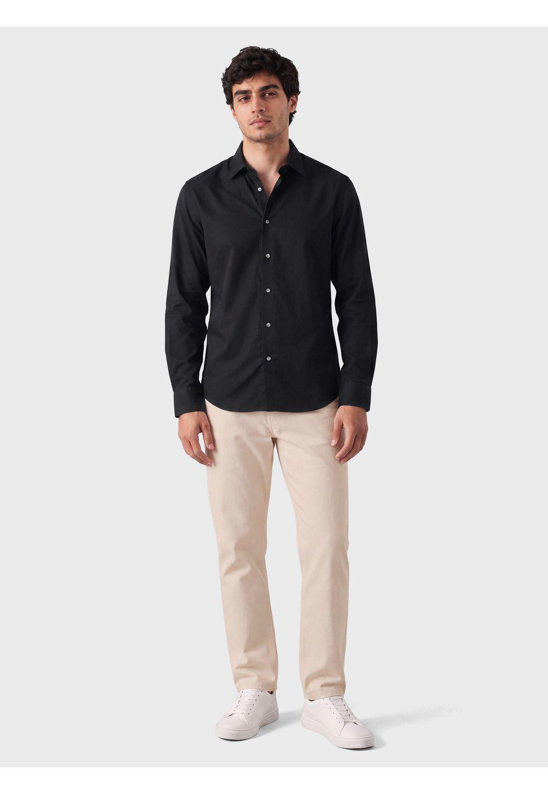 Camisa Lisa Spandex Slim Fit Negro Arrow CMI3411NE-3