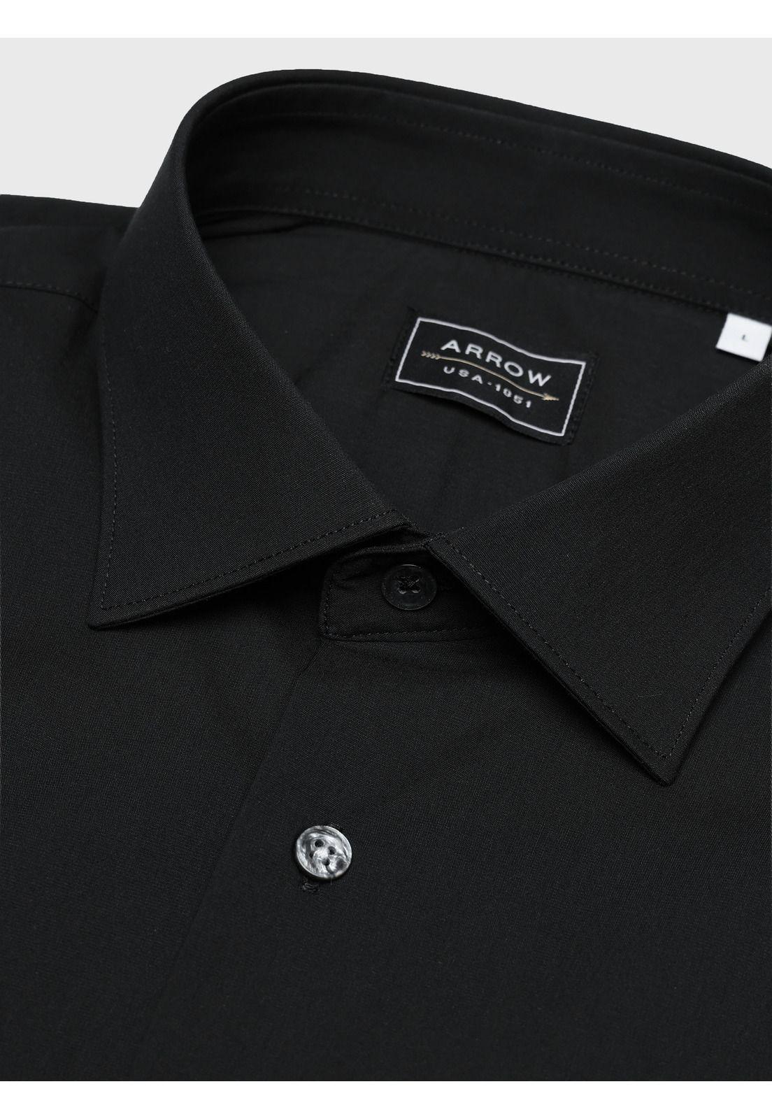 Camisa Lisa Spandex Slim Fit Negro Arrow CMI3411NE-4