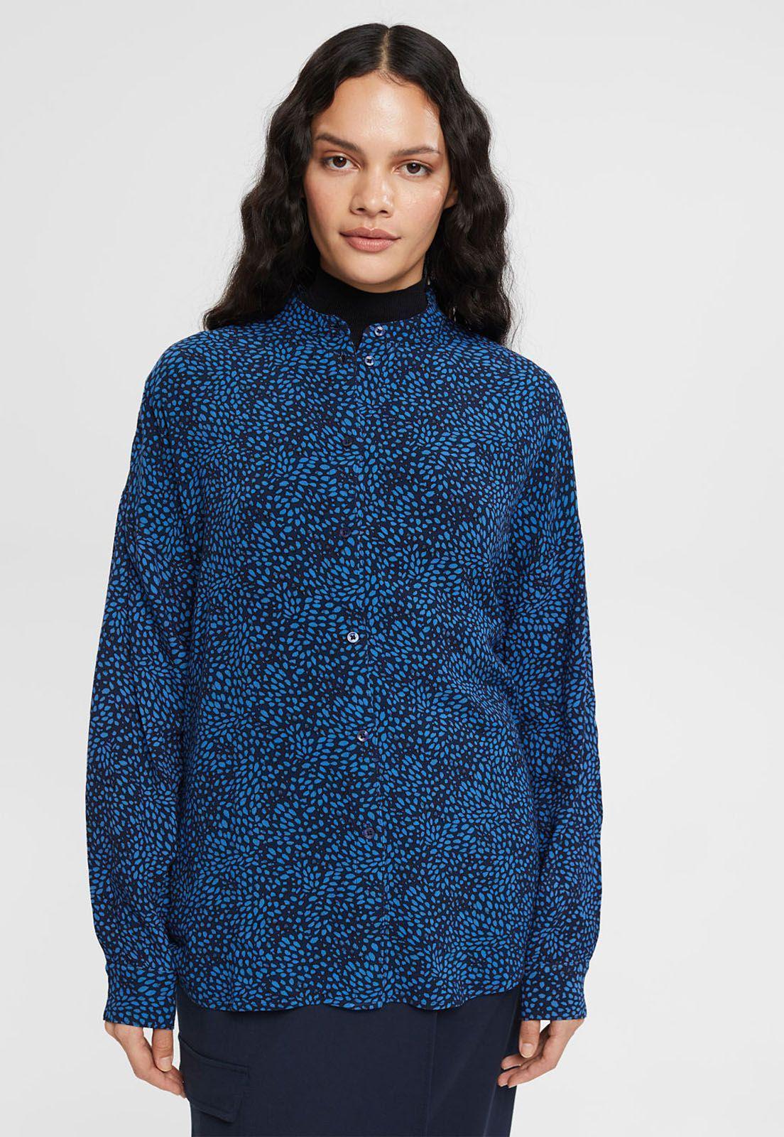 Blusa De Cuello Alto Mujer Esprit Azul oscuro-0