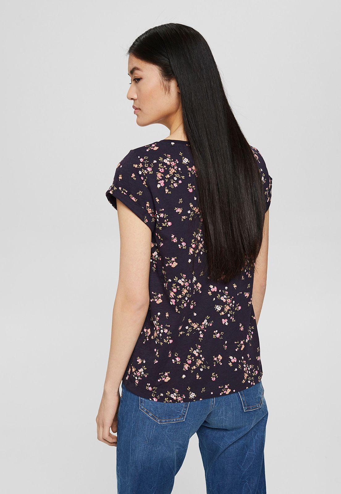 Polera Mujer Manga Corta Estampada Esprit Azul oscuro-1