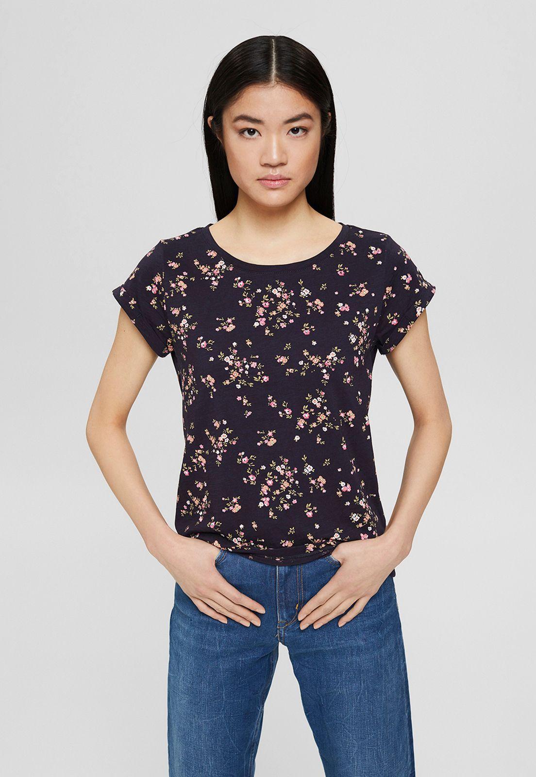 Polera Mujer Manga Corta Estampada Esprit Azul oscuro-0