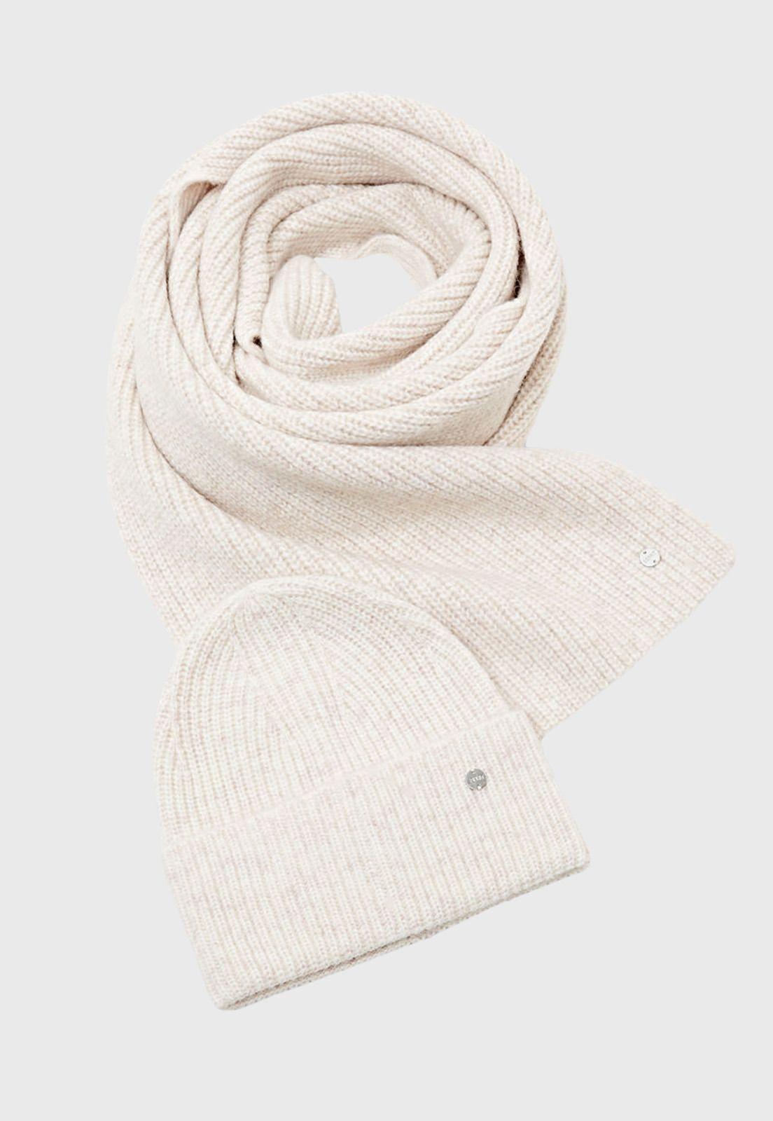 Set De Gorro Y Bufanda De Punto Acanalado Mujer Esprit-0