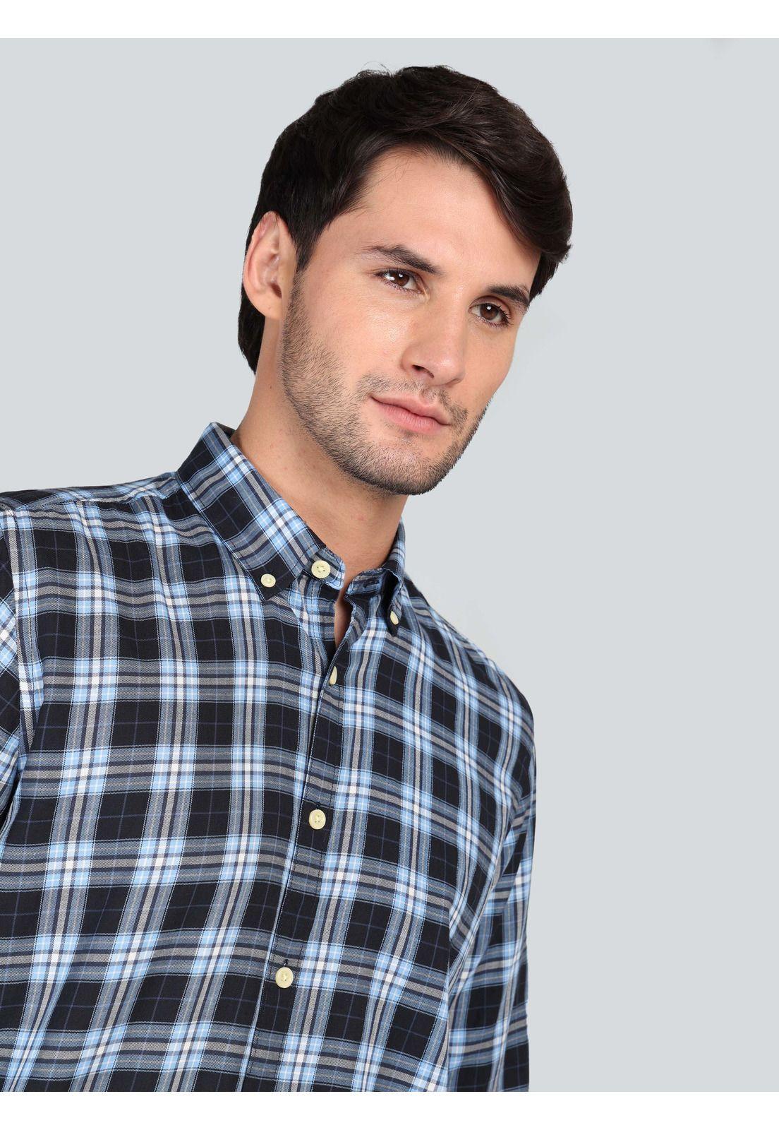 Camisa A Cuadros Regular Fit Azul Marino Arrow CM33046NB-2