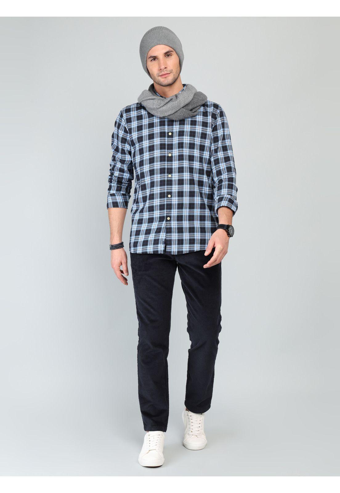 Camisa A Cuadros Regular Fit Azul Marino Arrow CM33046NB-3