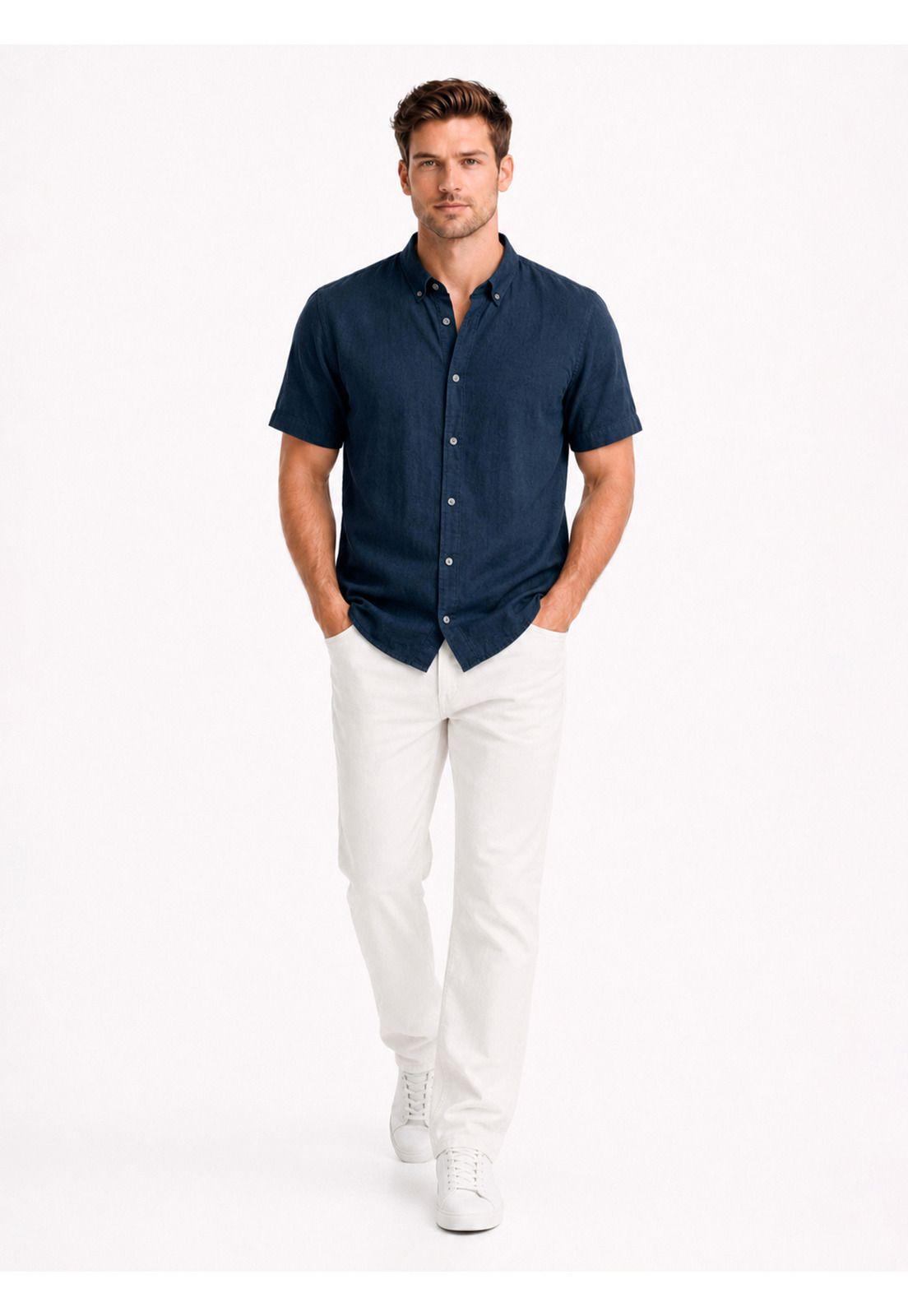 Camisa Lino Algodón Regular Fit Azul Arrow CM34060AZ-3