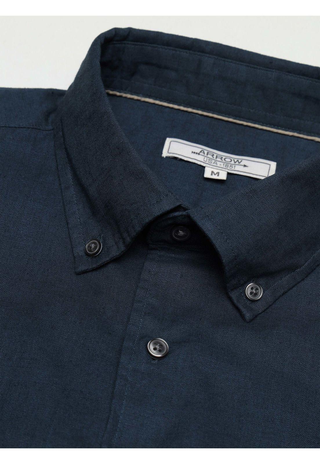 Camisa Lino Algodón Regular Fit Azul Arrow CM34060AZ-4