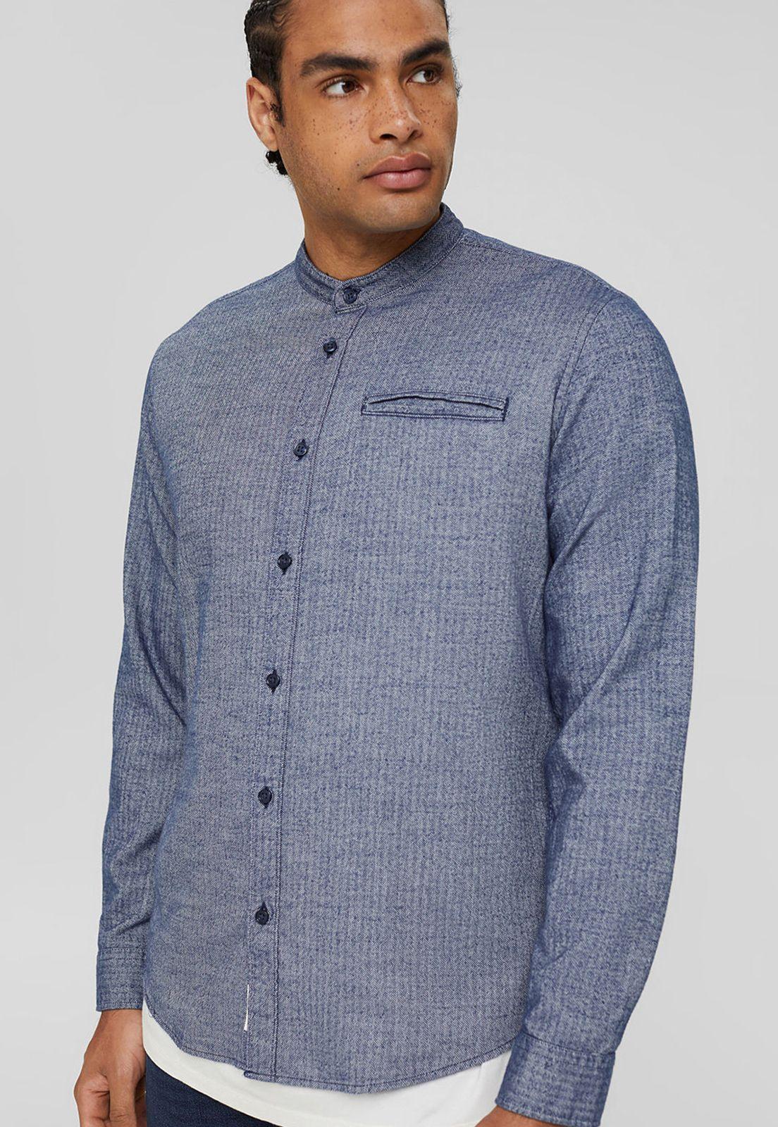 Camisa Slim Con Textura Esprit Azul marino-0