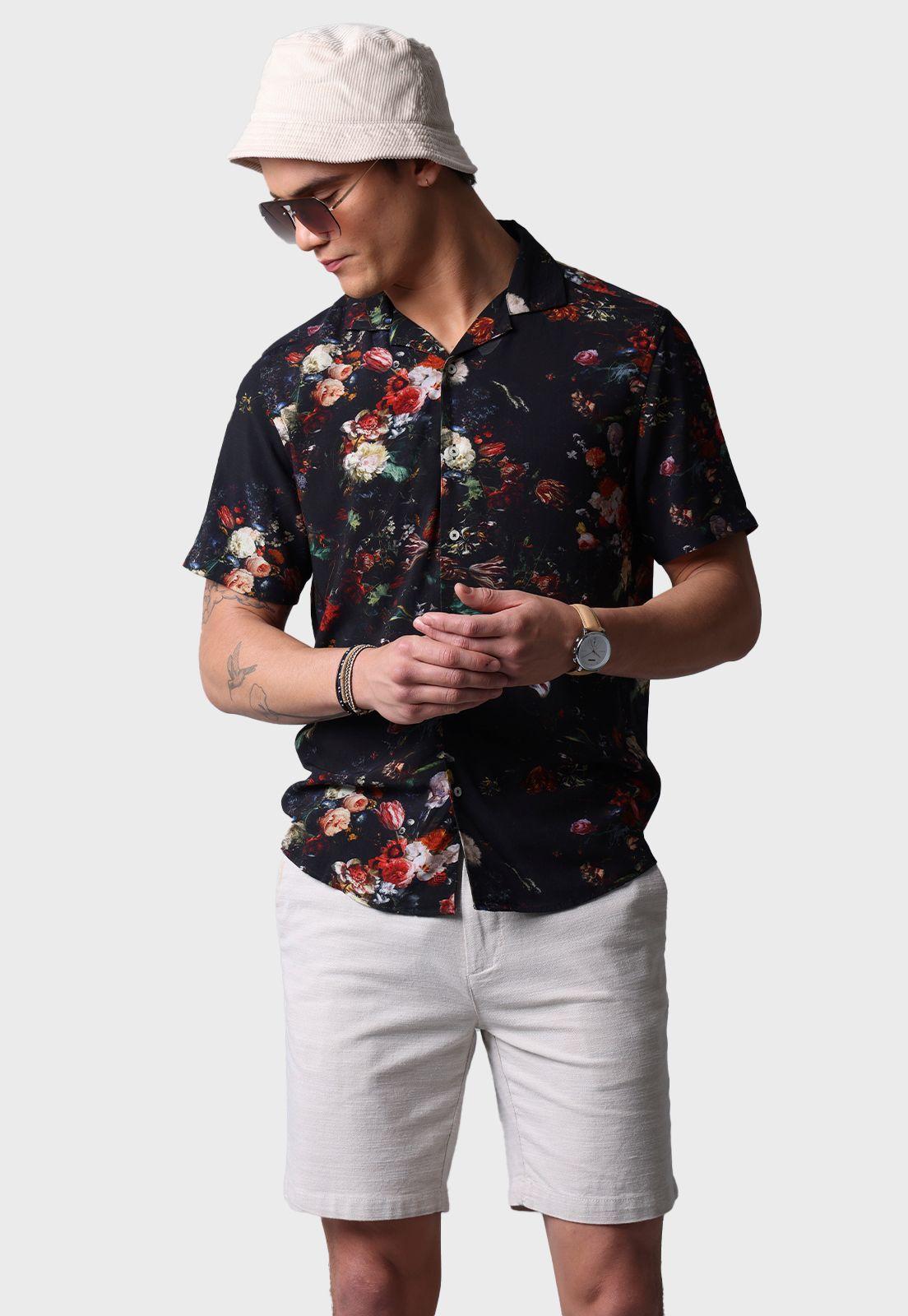 Camisa Manga Corta Flor Guy Laroche-0