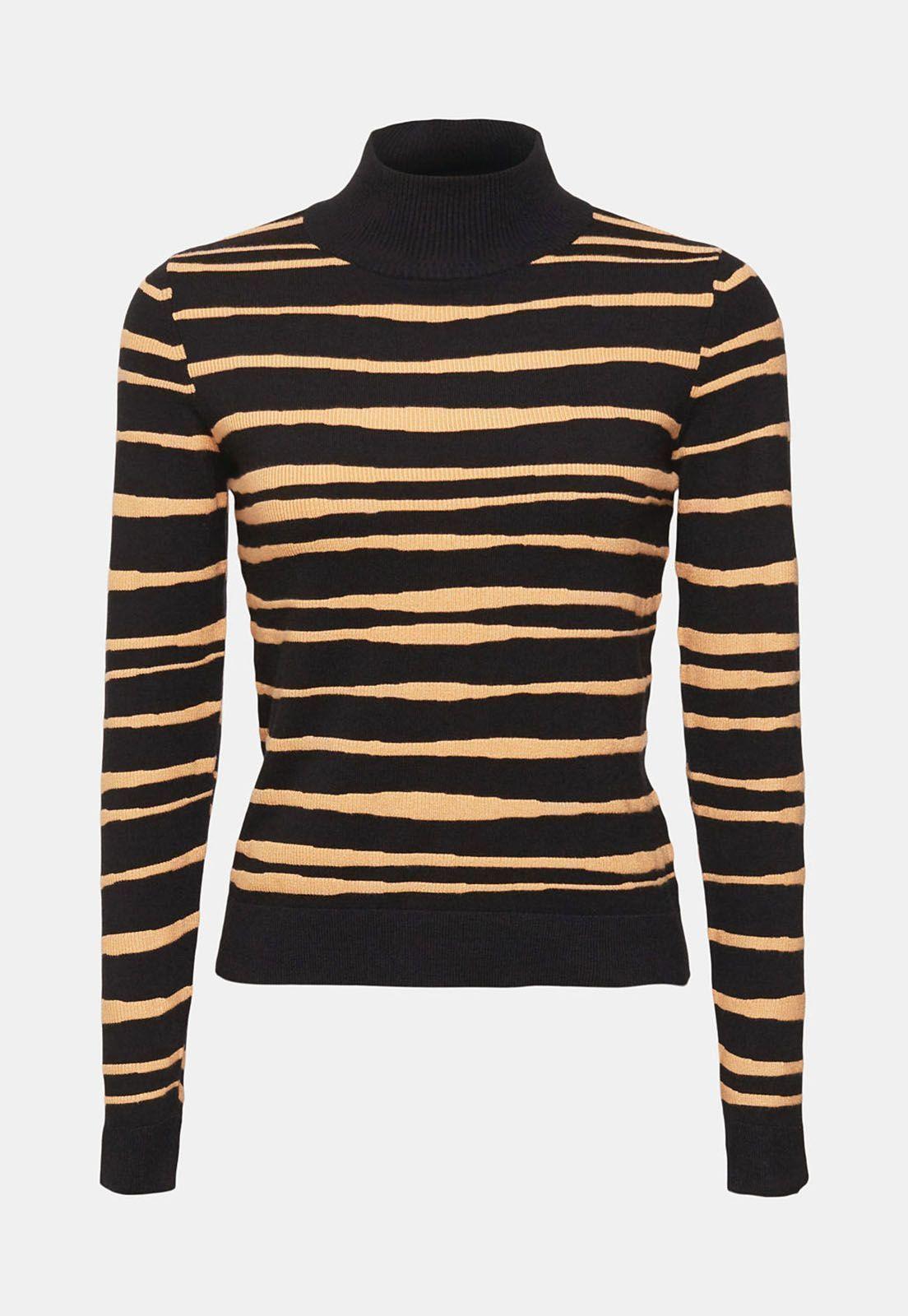 Sweater De Rayas Con Cuello Alto Mujer Esprit invierno-3