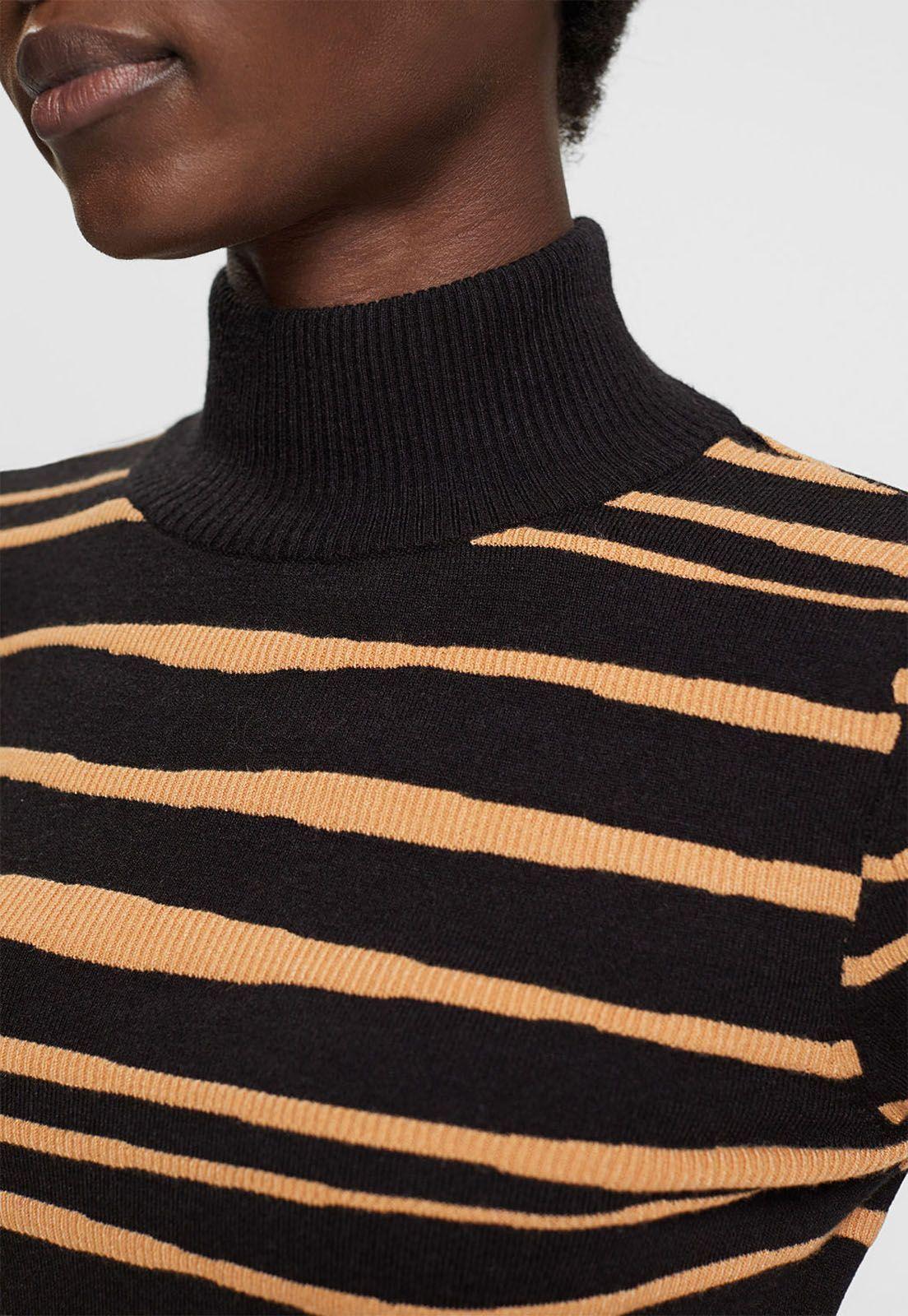 Sweater De Rayas Con Cuello Alto Mujer Esprit invierno-2