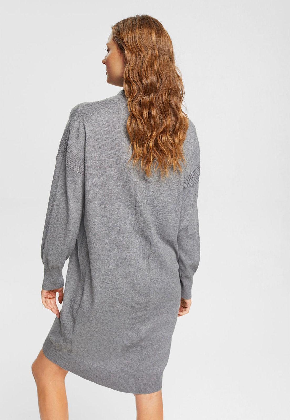 Vestido Midi De Punto Mujer Esprit Gris-1