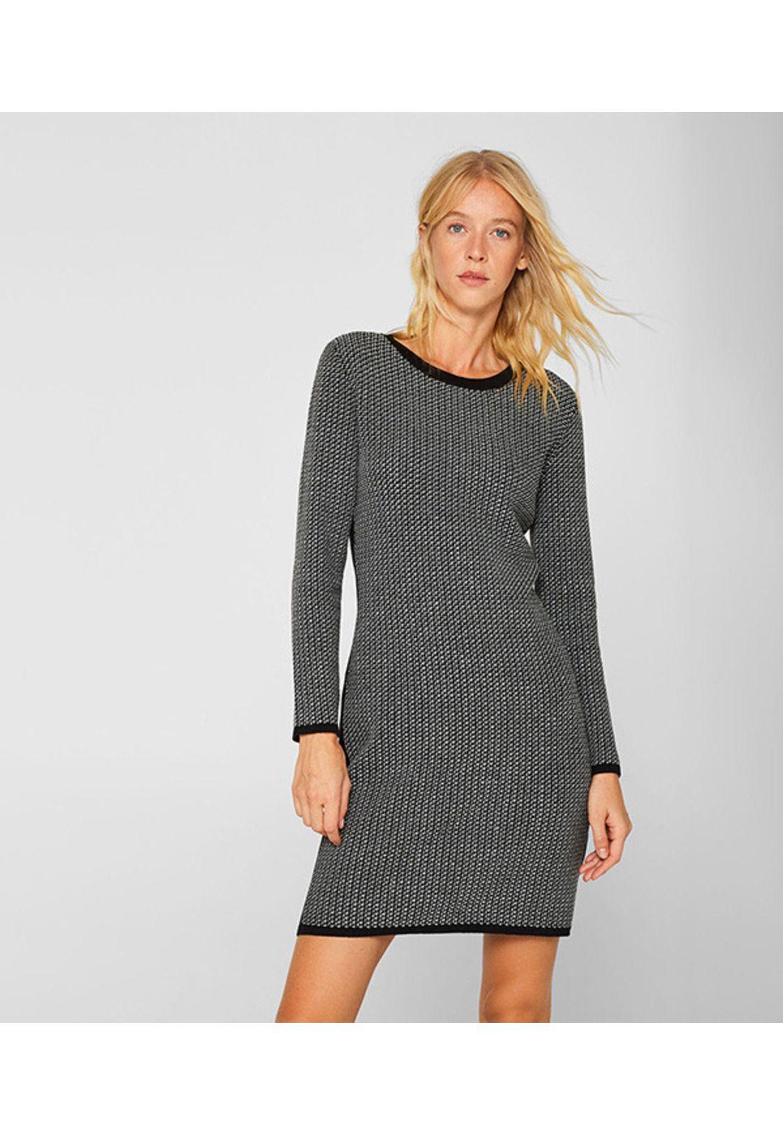 Vestido de punto con rayas y textura-0