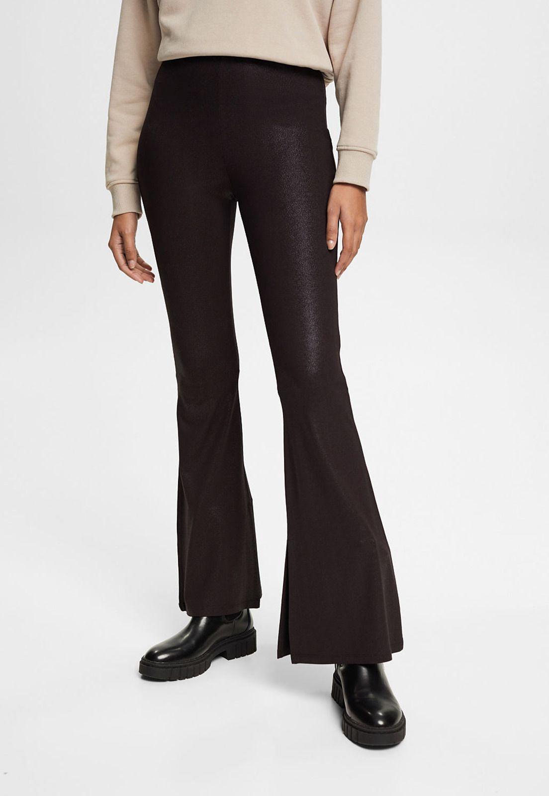 Pantalones Acampanados Con Acabado Brillante Mujer Esprit-0