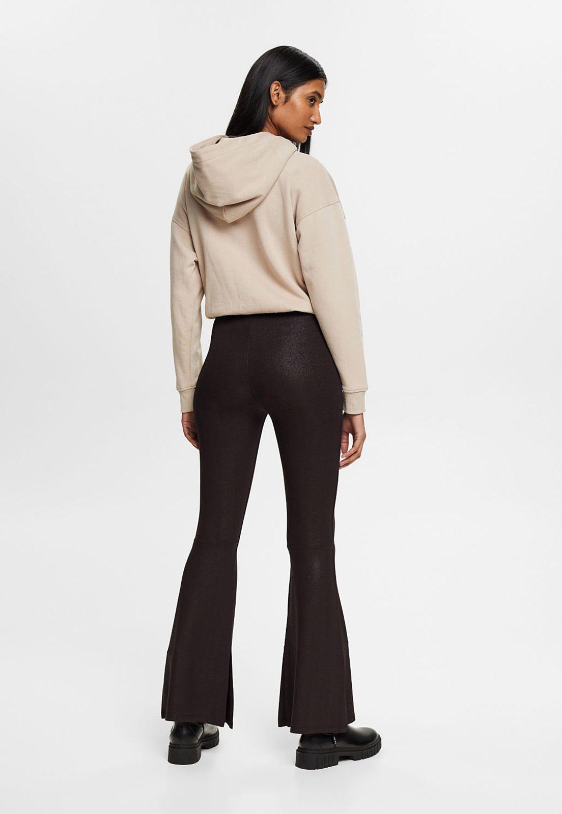 Pantalones Acampanados Con Acabado Brillante Mujer Esprit-1