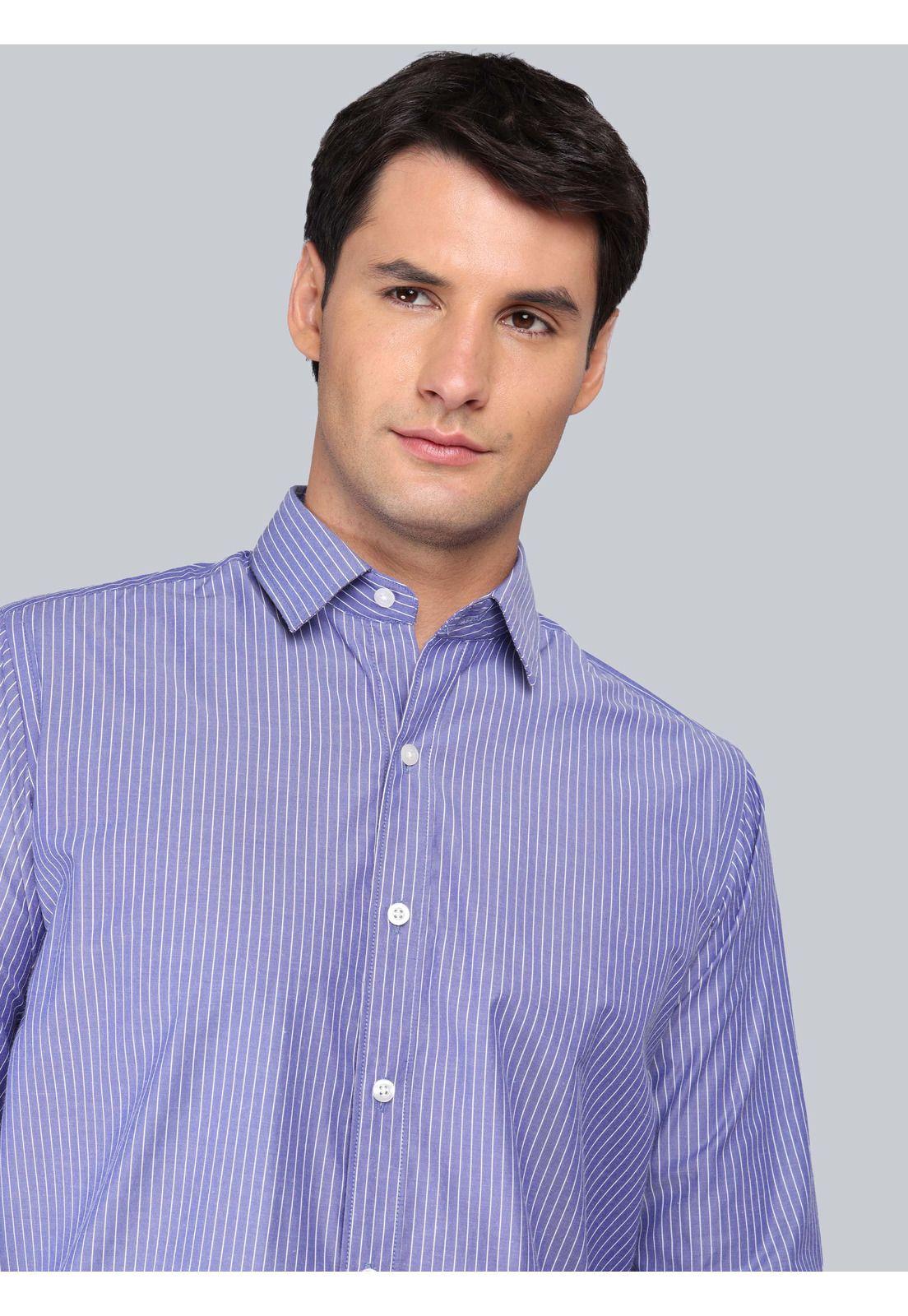 Camisa A Rayas Regular Fit Azul Arrow CM33061AZ-2