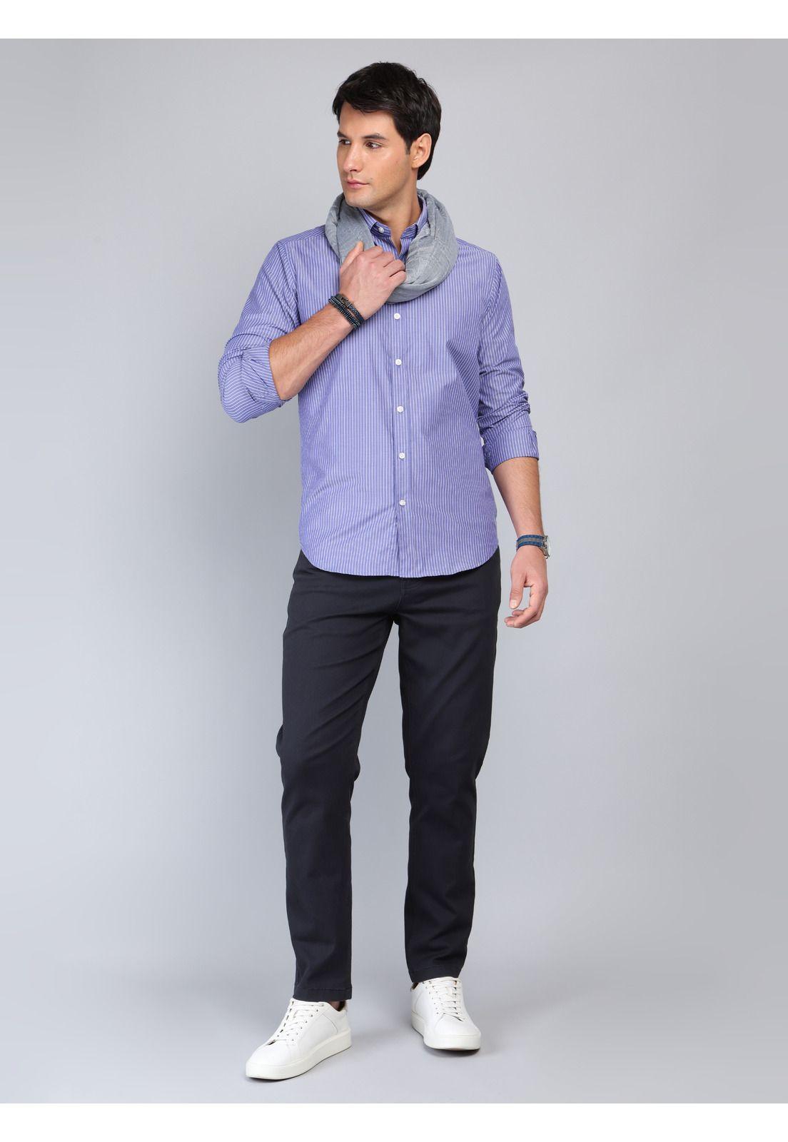 Camisa A Rayas Regular Fit Azul Arrow CM33061AZ-3
