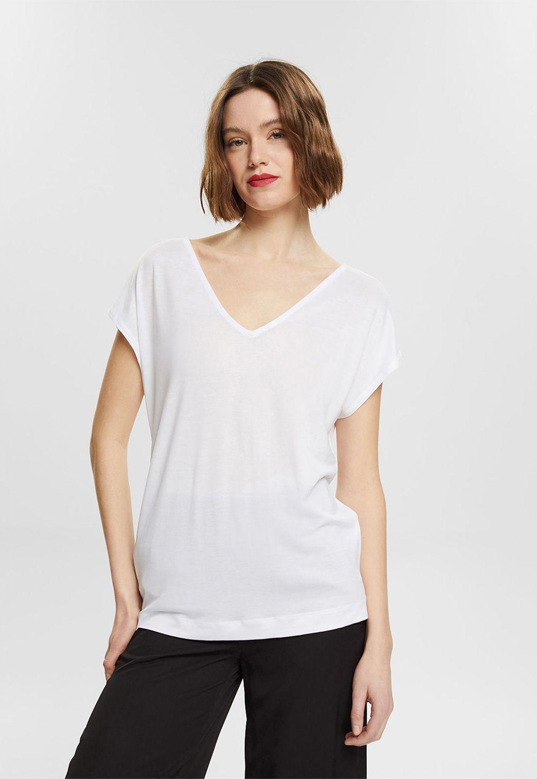 Polera Con Cuello En V Esprit Naranja-0