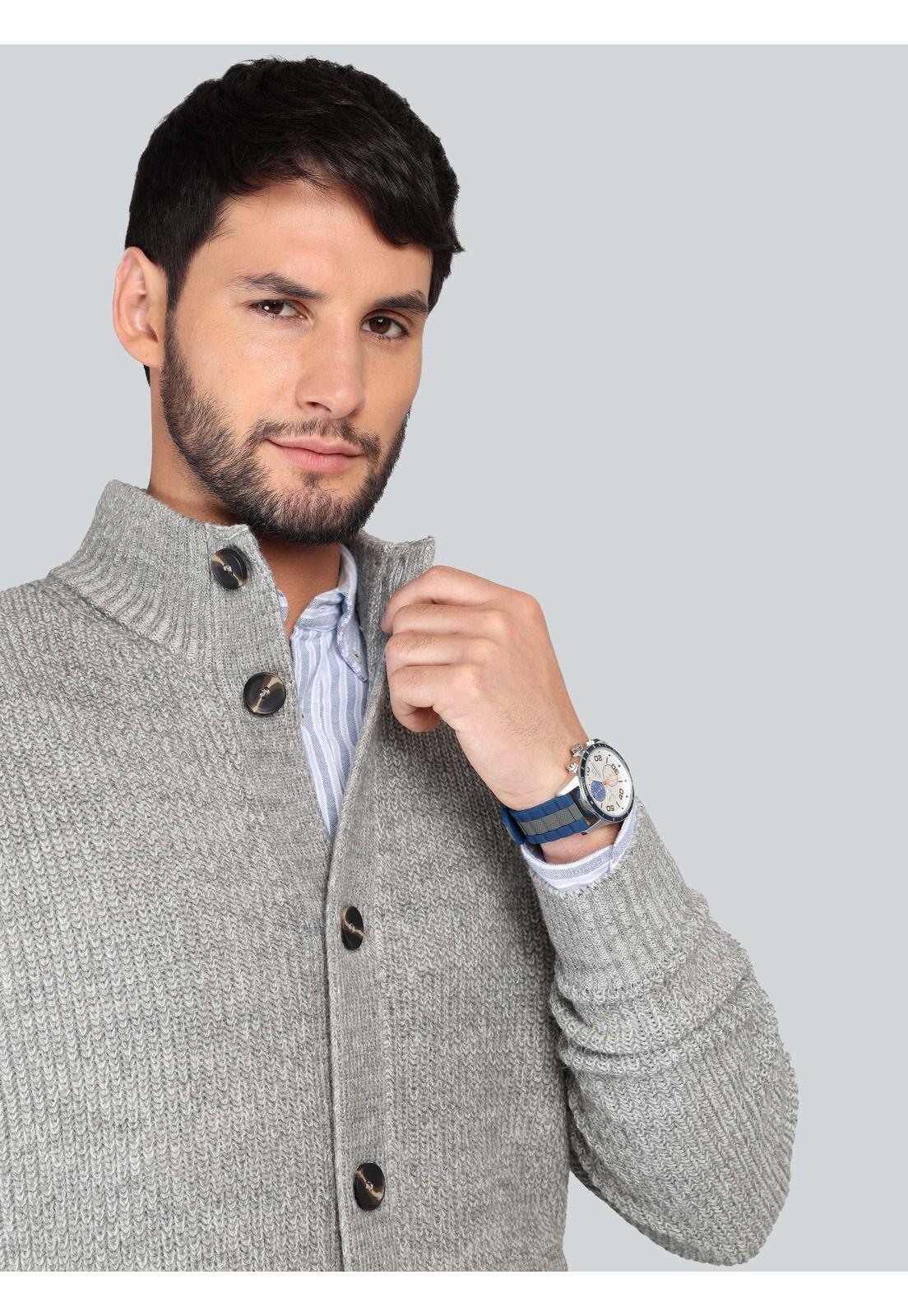 Cárdigan Cuello Alto Regular Fit Gris Arrow SW33010GR-2