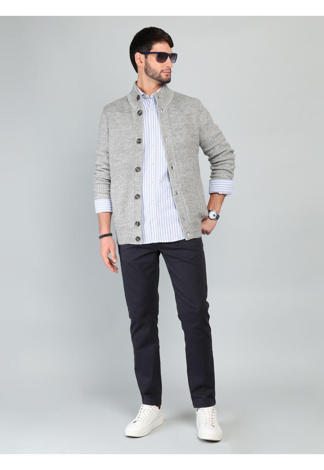 Cárdigan Cuello Alto Regular Fit Gris Arrow SW33010GR-3