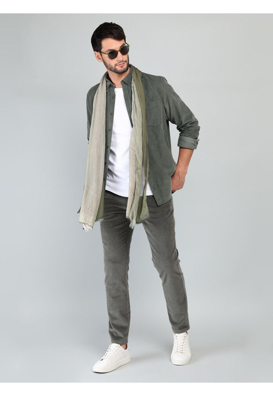 Camisa Cotelé Regular Fit Oliva Arrow CM33023OL-3