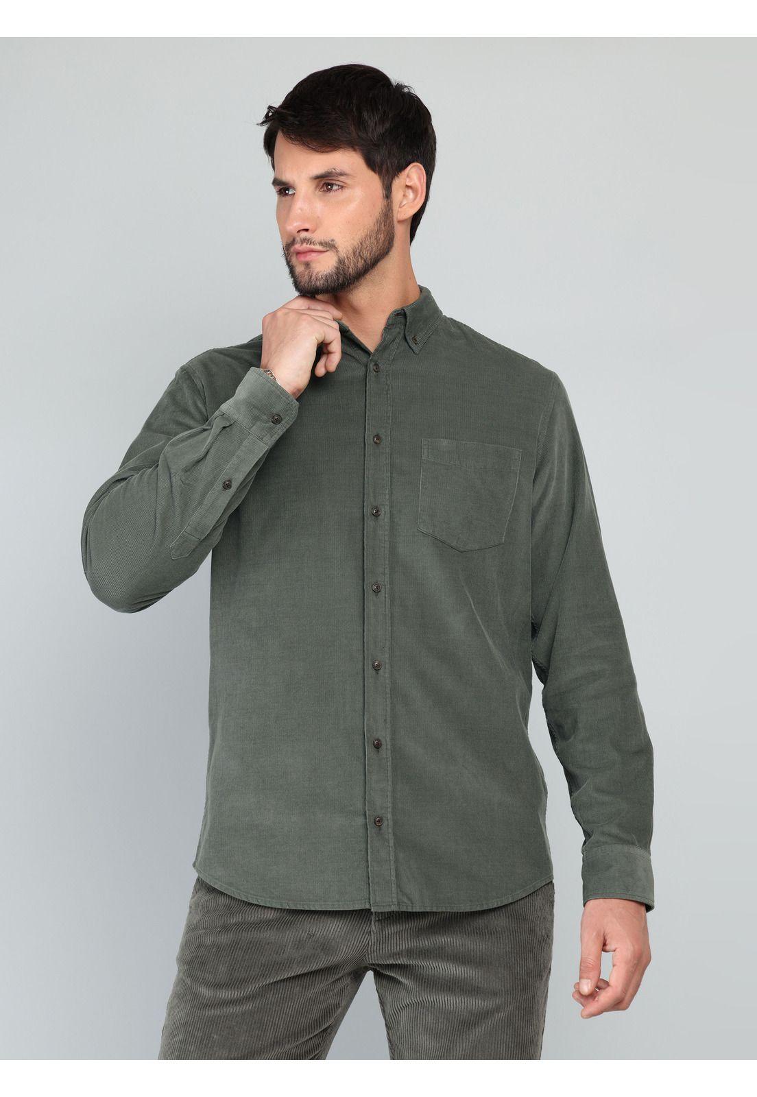 Camisa Cotelé Regular Fit Oliva Arrow CM33023OL-6