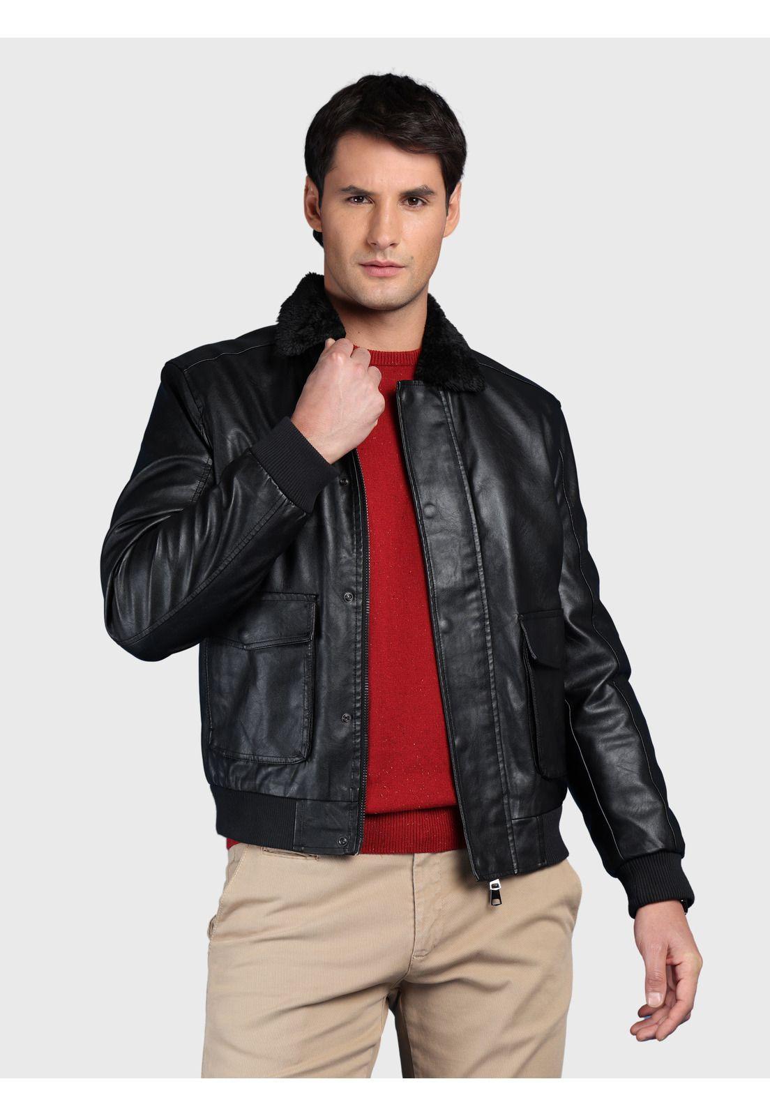 Chaqueta Texturada En Pu Slim Fit Negro Arrow CAI3346NE-0