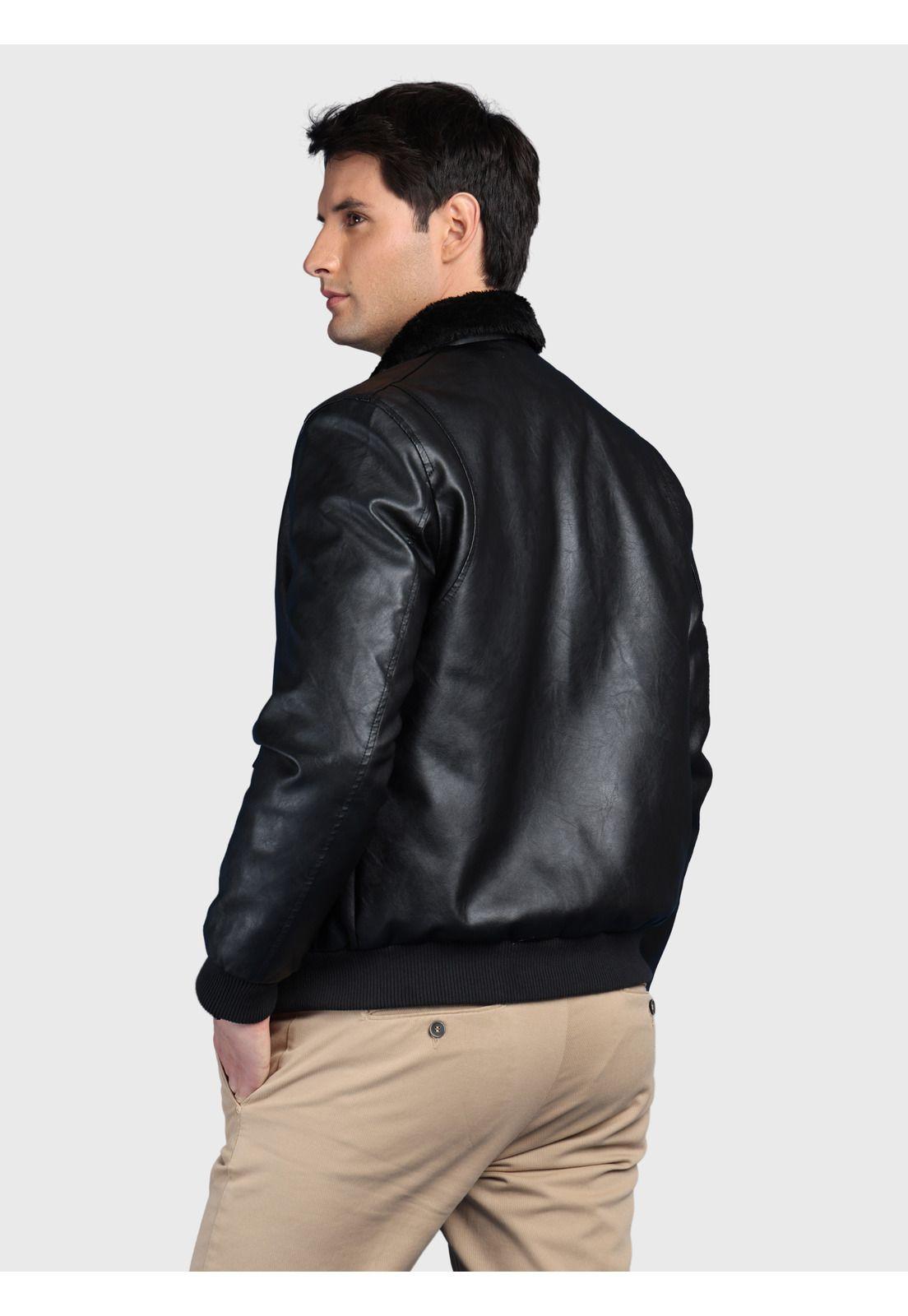 Chaqueta Texturada En Pu Slim Fit Negro Arrow CAI3346NE-1