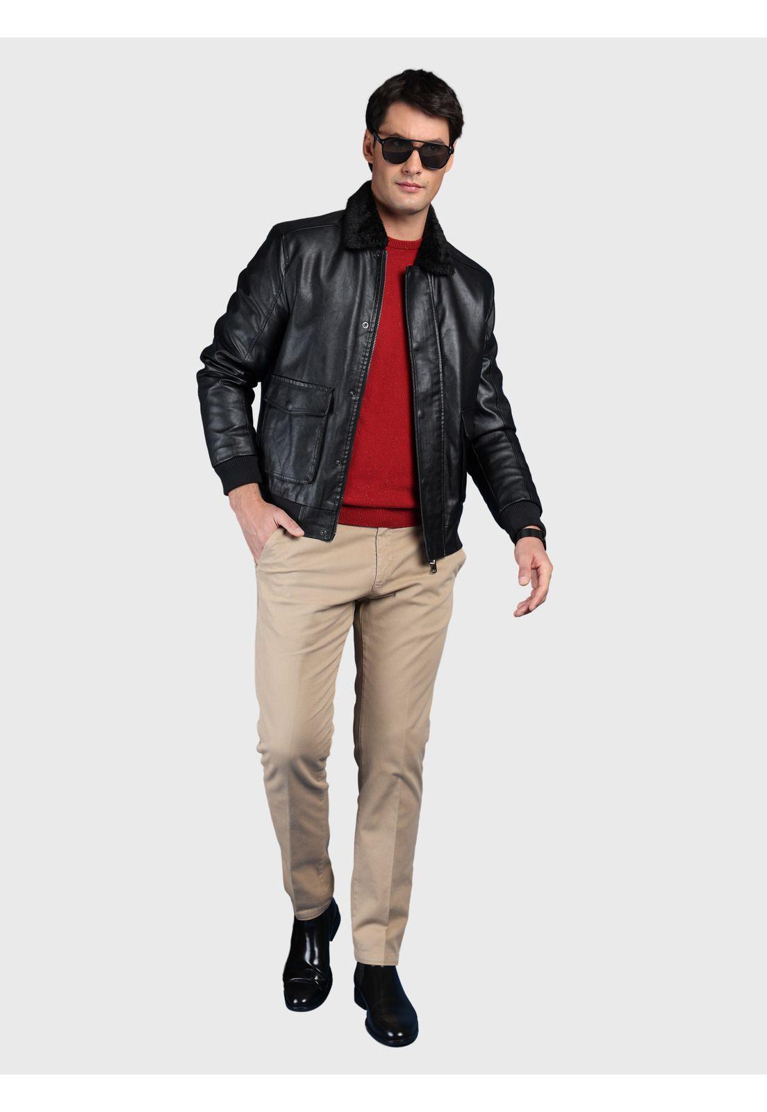 Chaqueta Texturada En Pu Slim Fit Negro Arrow CAI3346NE-3