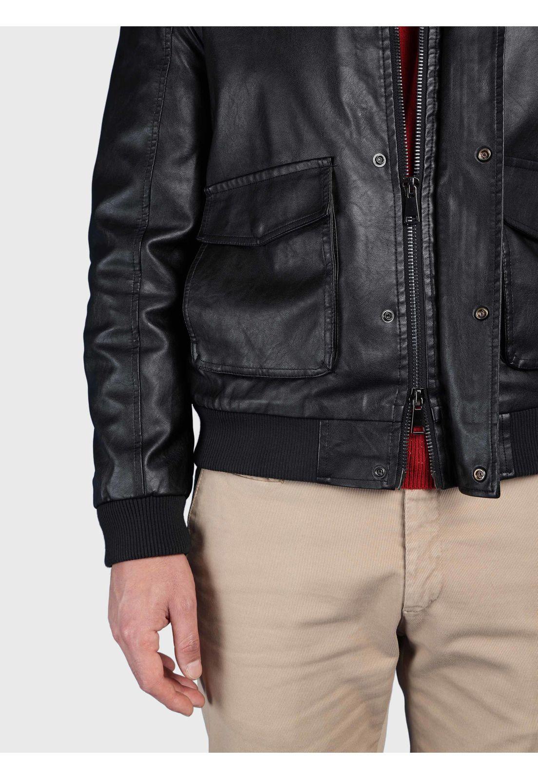 Chaqueta Texturada En Pu Slim Fit Negro Arrow CAI3346NE-4