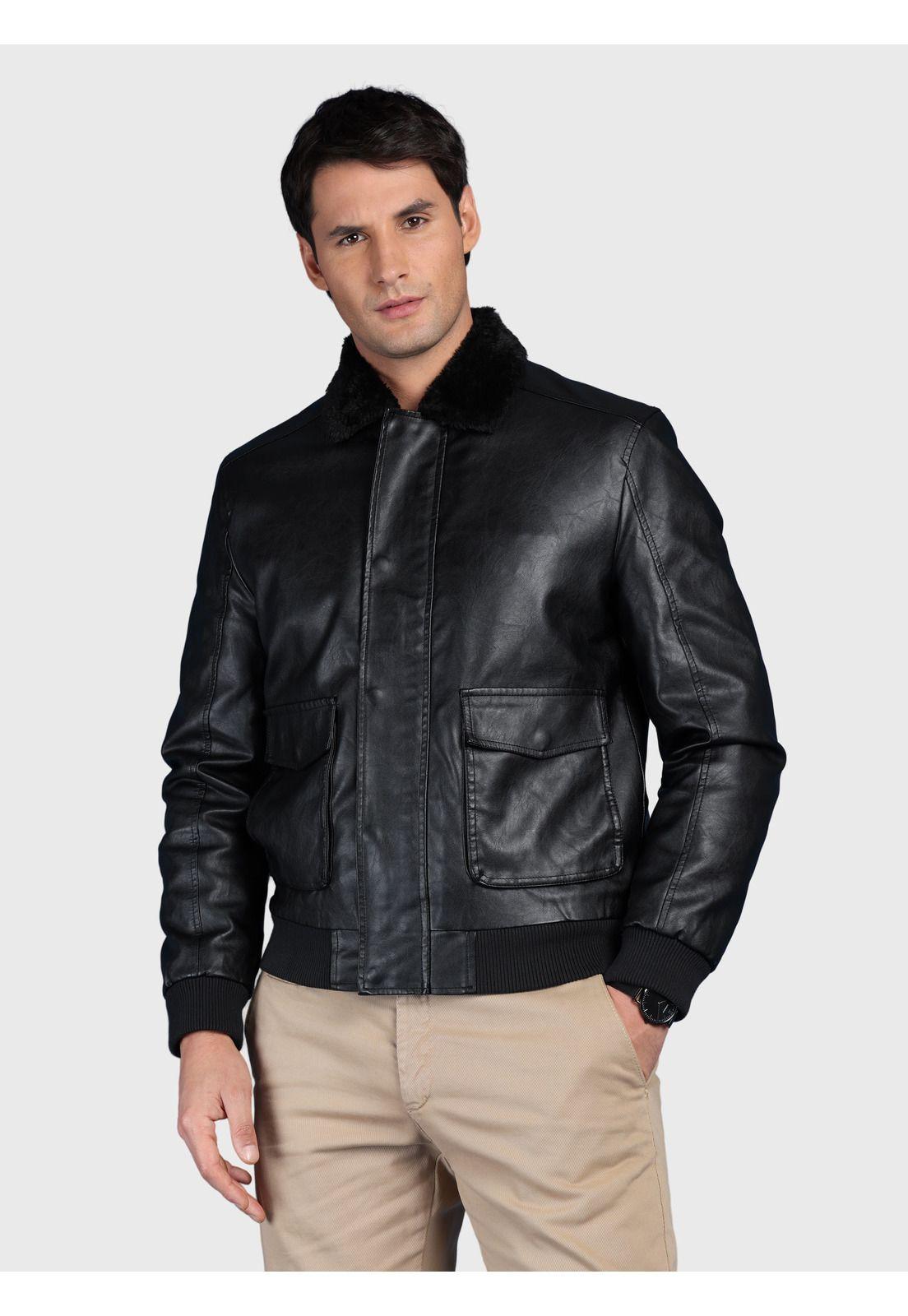 Chaqueta Texturada En Pu Slim Fit Negro Arrow CAI3346NE-5