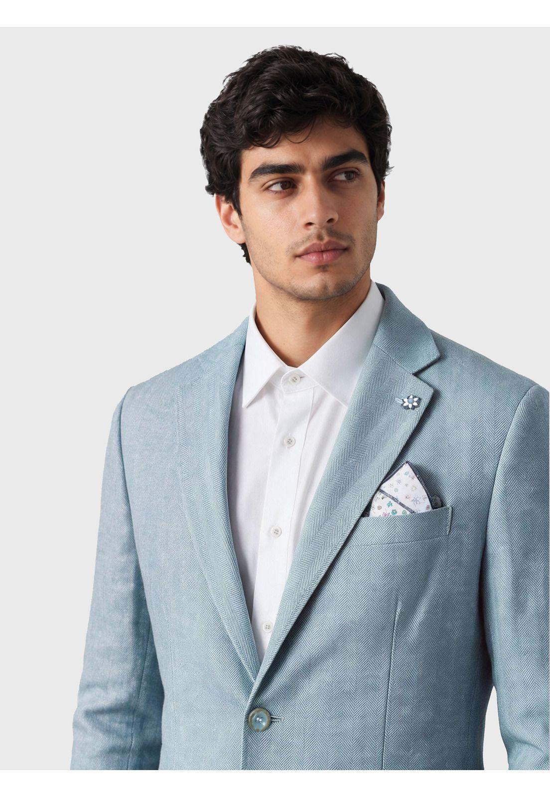 Blazer Lino-Algodón Tailored Fit Celeste Arrow BZI3420NB-2