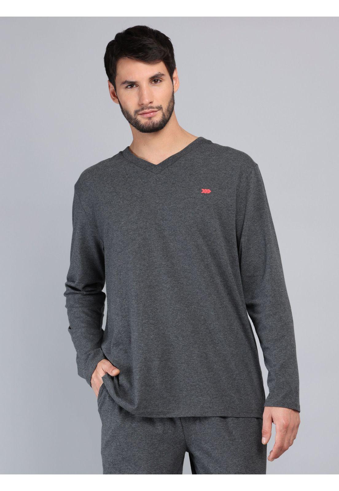 Pijama Largo Regular Fit Gris Oscuro Arrow P1I3304GO-2