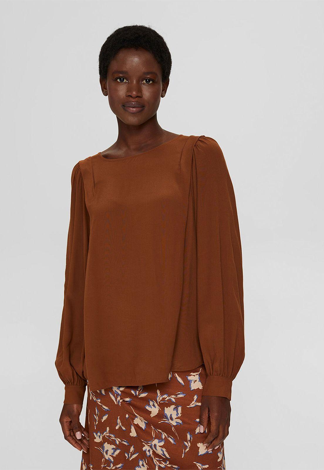 Blusa Con Mangas Abullonadas Esprit Marrón-0