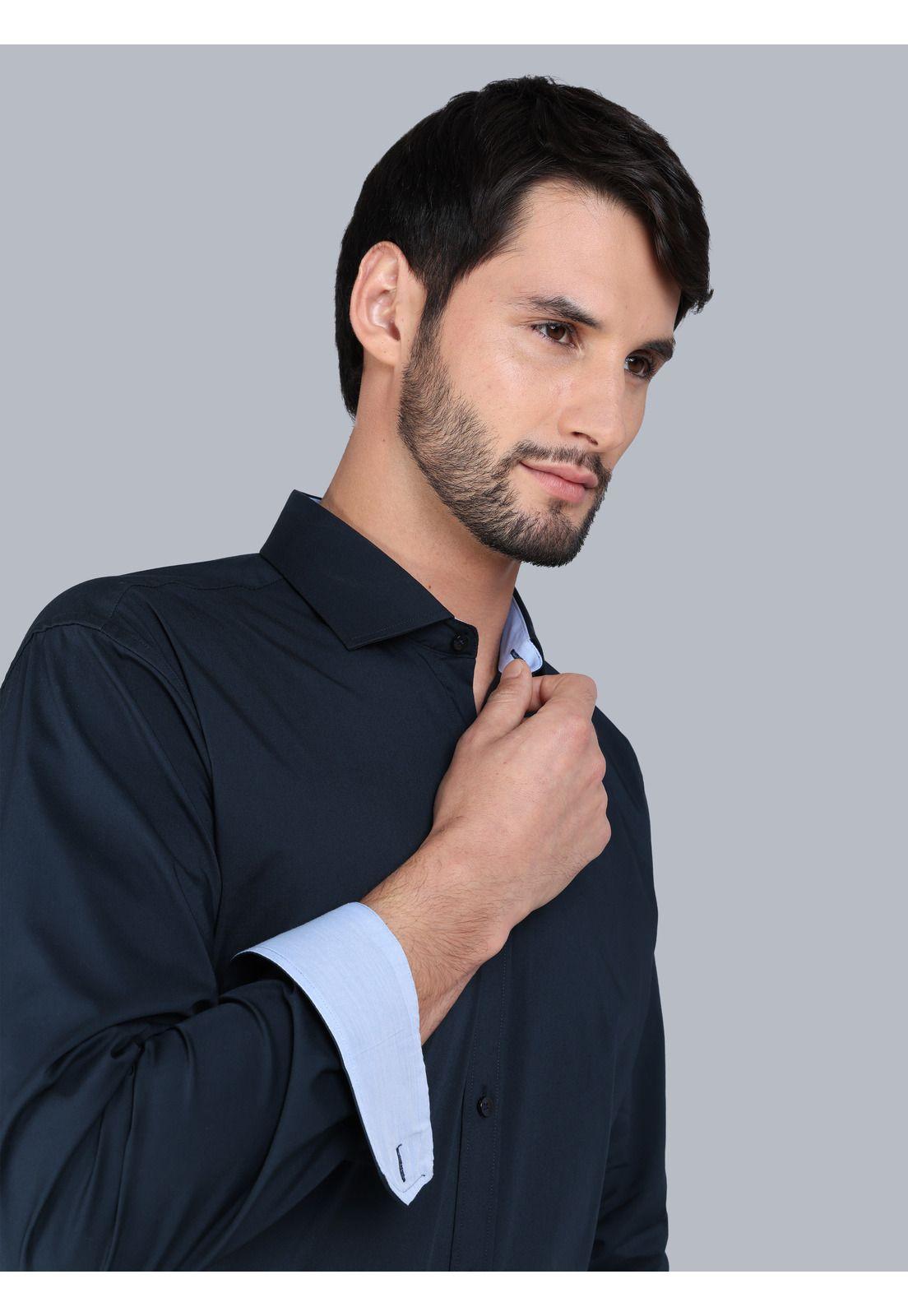 Camisa Formal Spandex Slim Fit Azul Marino Arrow ARM0508AZ-3