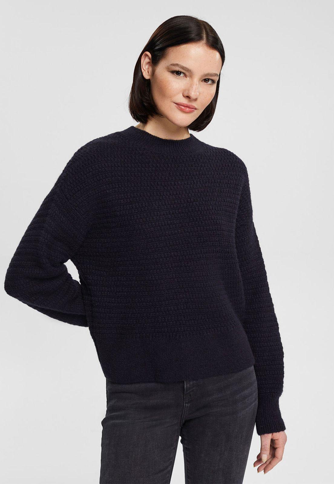 Sweater De Punto Con Textura Mujer Esprit Azul oscuro-0