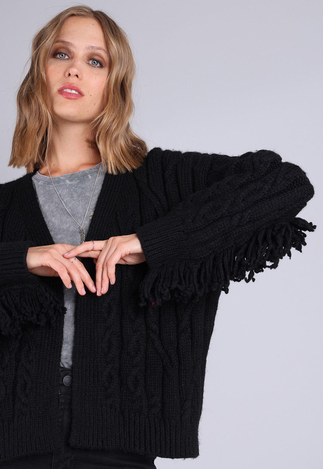 Cardigan con Flecos Mujer Soviet AISMI05NE-2