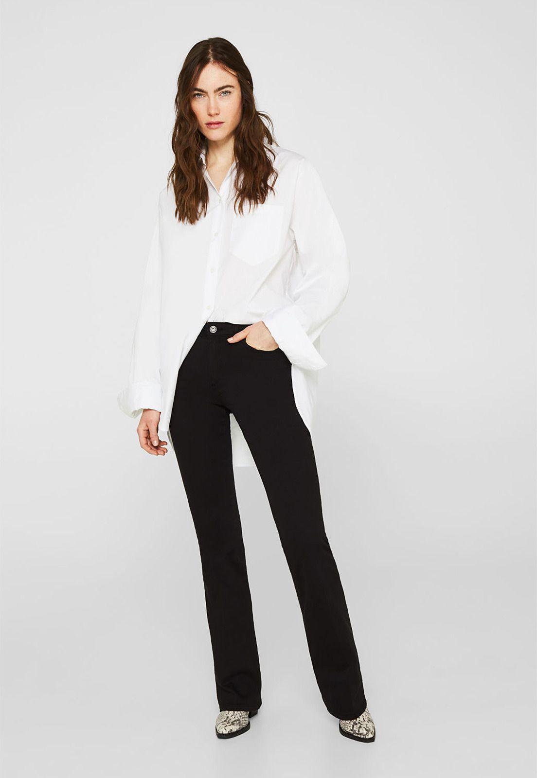 Pantalón ajustado y acampanado-0