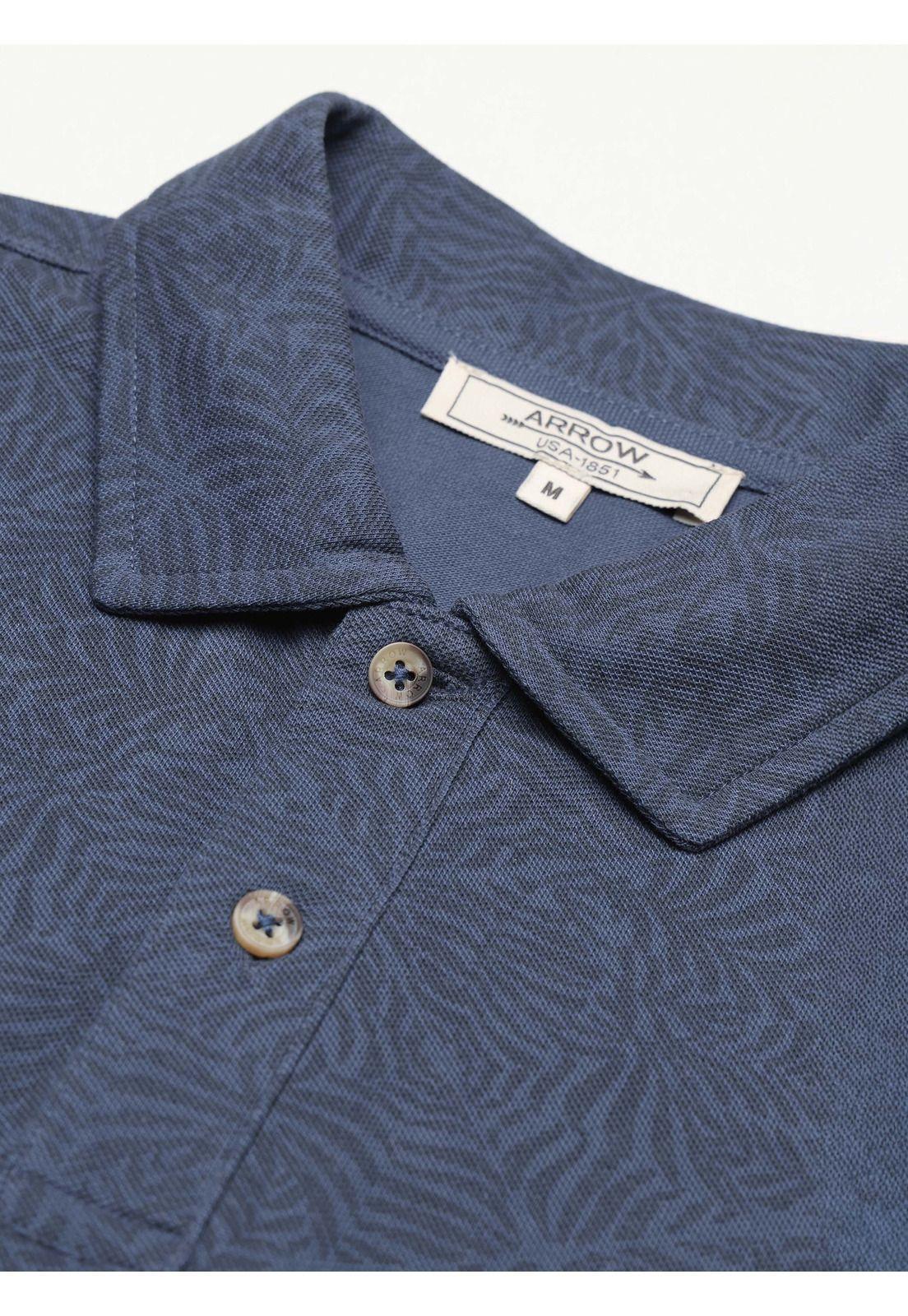 Polera Print Pique Regular Fit Azul Arrow PO34034AZ-4